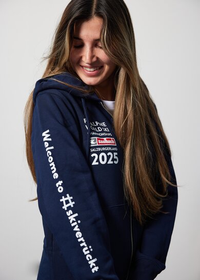 The absolute winter essential WM Saalbach 2025 zip hoodie Ski Austria Merchandise Convenient Sustainable The absolute winter essential WM Saalbach 2025 zip hoodie